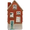 Clayre & Eef 6CE1909 Portacandele Casa in ceramica arancione marrone 10x8x18 cm