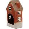 Clayre & Eef 6CE1909 Portacandele Casa in ceramica arancione marrone 10x8x18 cm