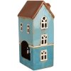 Clayre & Eef 6CE1915 Portacandele House Blue Brown 11x9x22 cm