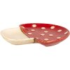 Clayre & Eef 6CE1907 Piatto a forma di fungo in ceramica beige rossa 21x22x3 cm