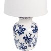 Clayre & Eef 6LMC0095 Lampada da tavolo Bianco Blu Floreale Ø28x44 cm E27 max 60W