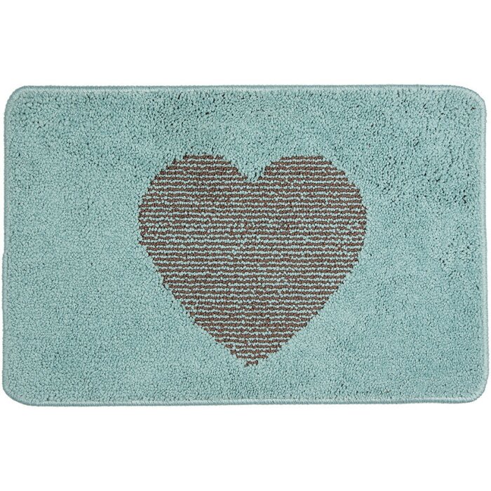 Clayre & Eef BM0007BL Tappeto da bagno motivo cuore blu 58x38x1 cm