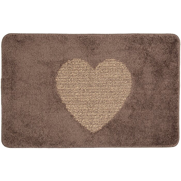 Clayre & Eef BM0008CH Tappeto da bagno motivo cuore marrone 78x48 cm