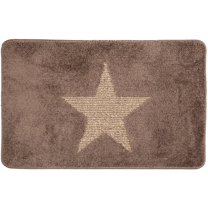 Clayre & Eef BM0010CH Tappeto da bagno con motivo a stella marrone 78x48 cm