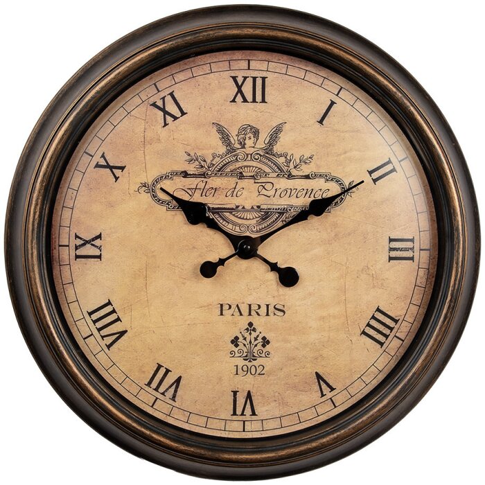 Clayre & Eef 6KL0825 Orologio da parete vintage Ø 55 cm Marrone / 1xAA