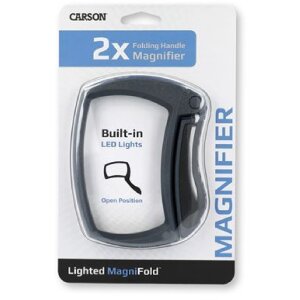 Lente dingrandimento pieghevole Carson MJ-50 2x 90 mm con illuminazione a LED pieghevole e portatile