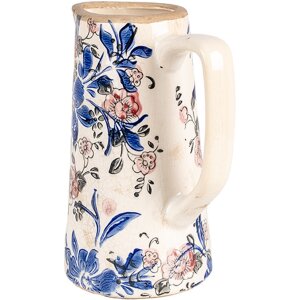 Clayre & Eef 6CE1923M Brocca da decorazione a motivi floreali 16x11x20 cm