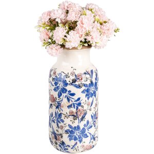 Clayre & Eef 6CE1928L Vaso Decorazione Floreale Beige Blu Ø15x32 cm