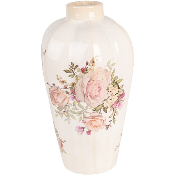 Clayre & Eef 6CE1963S Vaso a motivi floreali Ø 17x30 cm