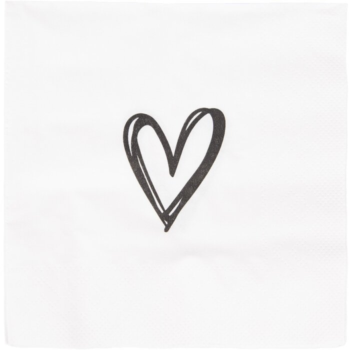 Clayre & Eef 73087 Tovaglioli di carta motivo cuore 33x33 cm 20 pezzi
