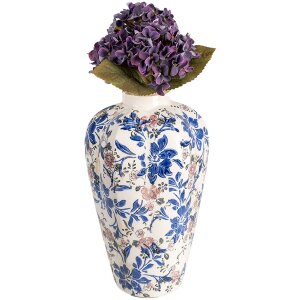 Clayre & Eef 6CE1935M Vaso motivo floreale Beige Blu Ø 21x35 cm