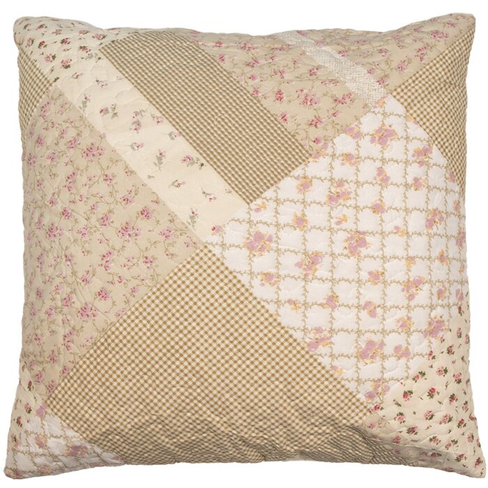 Clayre & Eef Q198.030 Copricuscino Patchwork Beige Rosa 50x50 cm