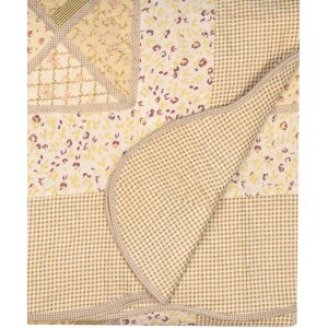 Clayre & Eef Q198.060 Copriletto 180x250cm con copricuscino Patchwork Beige