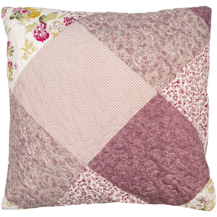 Clayre & Eef Q201.030 Copricuscino patchwork 50x50 cm Motivo floreale rosa