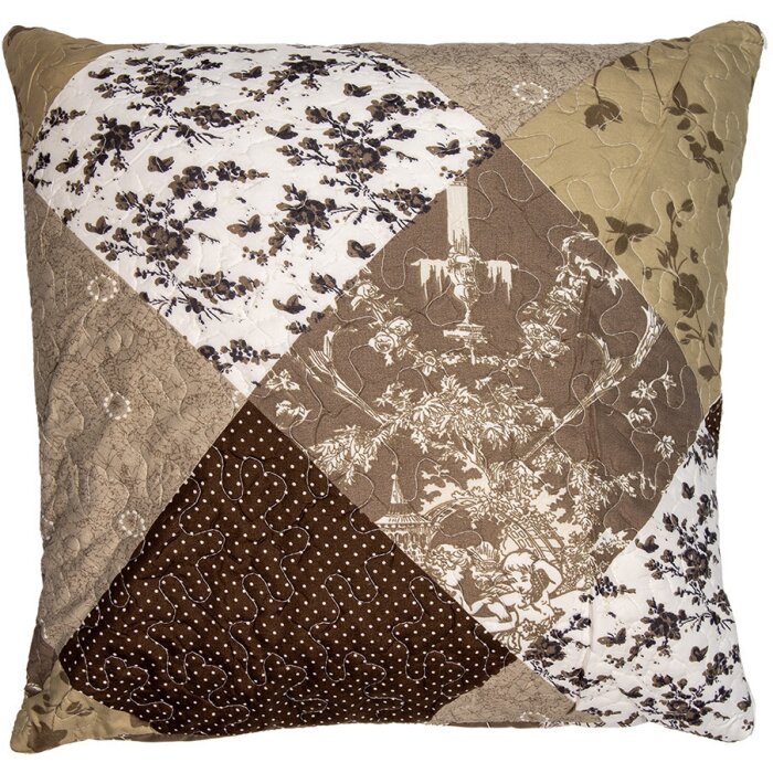 Clayre & Eef Q205.030 Copricuscino Patchwork Marrone Beige 50x50 cm