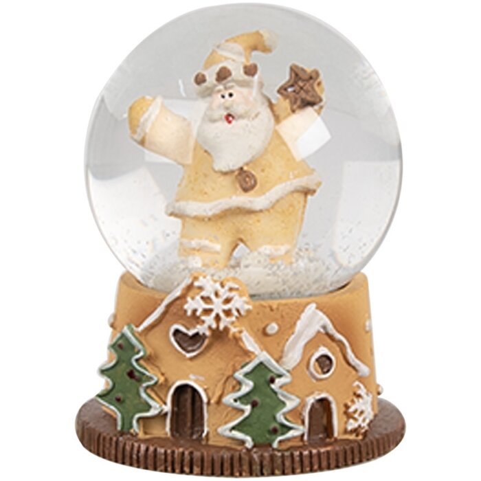 Clayre & Eef 65764 Globo di neve Babbo Natale Ø 5x6 cm Marrone Verde