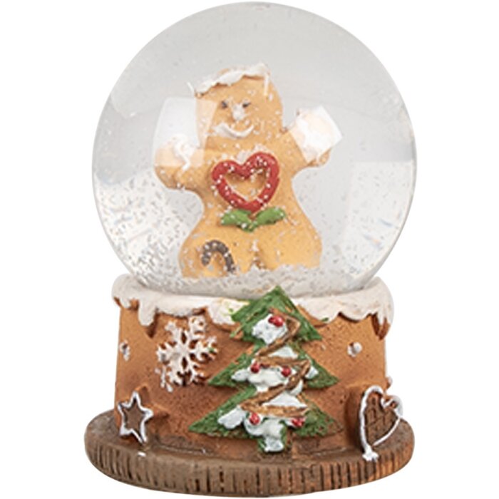 Clayre & Eef 65765 Globo di neve omino di pan di zenzero Ø 5x6 cm