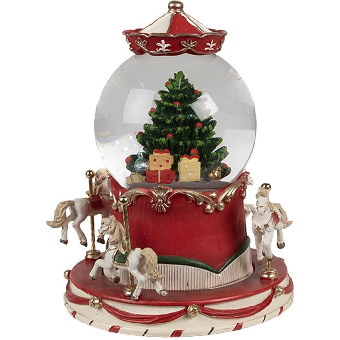 Clayre & Eef 65766 Globo di neve con albero di Natale musicale Ø14x19 cm