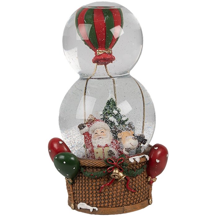 Clayre & Eef 65768 Palla di neve Babbo Natale mongolfiera con musica 21 cm