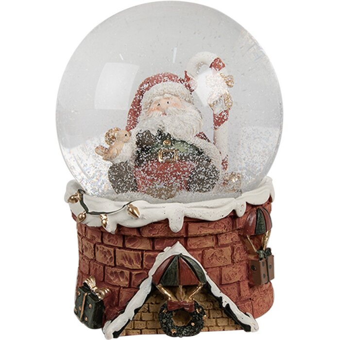 Clayre & Eef 65769 Globo di neve Babbo Natale con musica Ø 10x15 cm