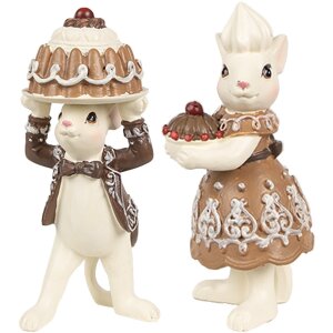 Clayre & Eef 6PR3904GG Decorazione Topi con Torta Set...