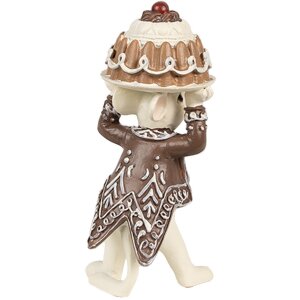 Clayre & Eef 6PR3904GG Decorazione Topi con Torta Set 2 5x5x11 5x5x10 cm