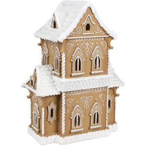 Clayre & Eef 6PR3906GG Casa decorativa a LED in stile pan di zenzero 28x21x37 cm