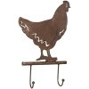 Clayre & Eef 6Y5667 Appendiabiti da parete pollo stile country in ferro marrone 21x5x33 cm