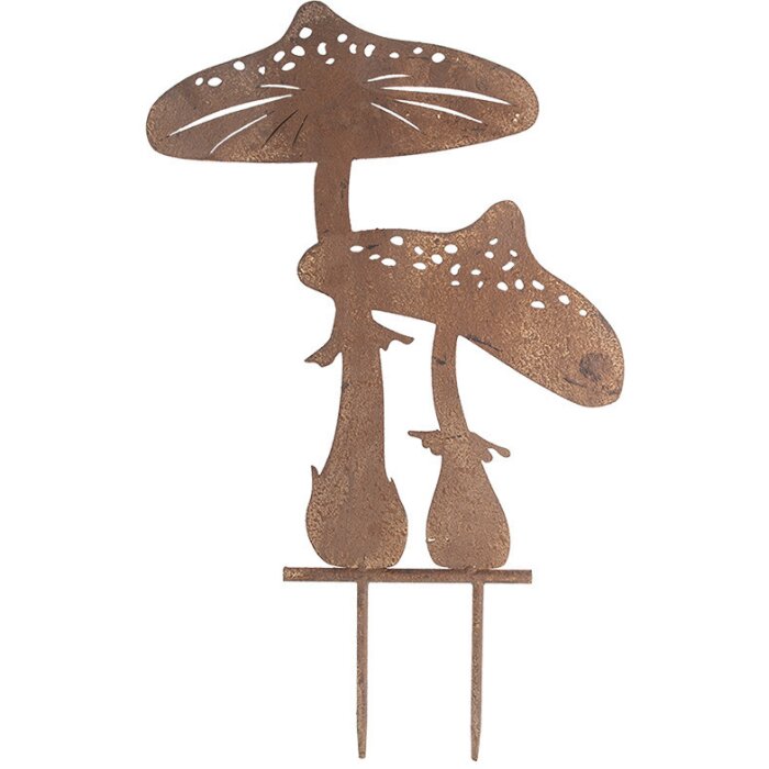 Clayre & Eef 6Y5669 Fungo da giardino in metallo effetto ruggine 34x1x55 cm