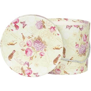 Clayre & Eef 66004 Set di 3 cappelliere Ø 23/20/17 cm Floral Vintage Design