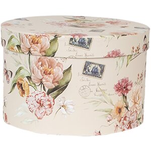 Clayre & Eef 66005 Set di cappelliere 3 pezzi motivo floreale Beige Ø24/22/21 cm