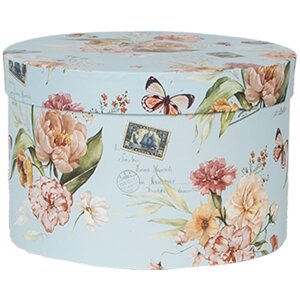 Clayre & Eef 66006 Set di 3 cappelliere blu con disegno floreale Ø 24/22/21 cm