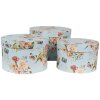 Clayre & Eef 66006 Set di 3 cappelliere blu con disegno floreale Ø 24/22/21 cm