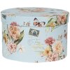 Clayre & Eef 66006 Set di 3 cappelliere blu con disegno floreale Ø 24/22/21 cm