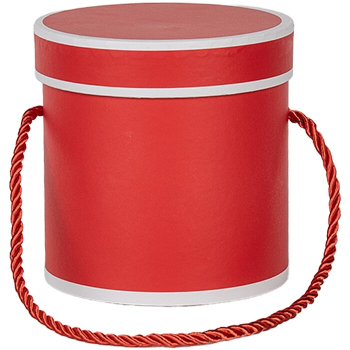 Clayre & Eef 66009R Scatola regalo rotonda rossa Ø 12x12 cm Scatola in cartone con maniglia di trasporto