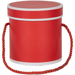 Clayre & Eef 66009R Scatola regalo rotonda rossa Ø 12x12 cm Scatola in cartone con maniglia di trasporto