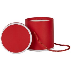 Clayre & Eef 66009R Scatola regalo rotonda rossa Ø 12x12 cm Scatola in cartone con maniglia di trasporto