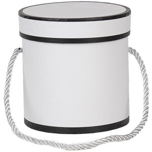 Clayre & Eef 66009W Scatola regalo bianca rotonda Ø 12x12 cm Scatola in cartone con maniglia