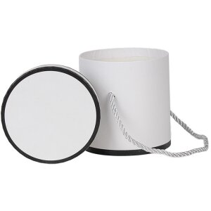Clayre & Eef 66009W Scatola regalo bianca rotonda Ø 12x12 cm Scatola in cartone con maniglia