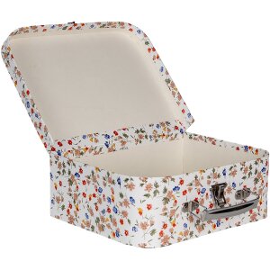 Clayre & Eef 66012 Set di 3 astucci decorativi bianchi floreali da 30x22x9 a 20x17x8 cm