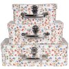 Clayre & Eef 66012 Set di 3 astucci decorativi bianchi floreali da 30x22x9 a 20x17x8 cm