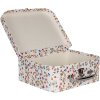 Clayre & Eef 66012 Set di 3 astucci decorativi bianchi floreali da 30x22x9 a 20x17x8 cm