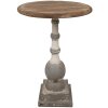 Clayre & Eef 5H0689 Tavolino rotondo in legno marrone beige Ø 51x71 cm