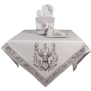 Clayre & Eef GTW45 Portapentole in cotone beige marrone 20x20 cm Stile country
