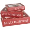 Clayre & Eef 65755 Set di 3 scatole portaoggetti rosso-bianco 27x22x7 cm