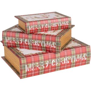 Clayre & Eef 65756 Set di scatole portaoggetti rosso...