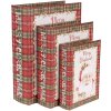 Clayre & Eef 65756 Set di scatole portaoggetti rosso bianco 3 misure Natale MDF