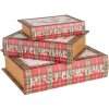 Clayre & Eef 65756 Set di scatole portaoggetti rosso bianco 3 misure Natale MDF