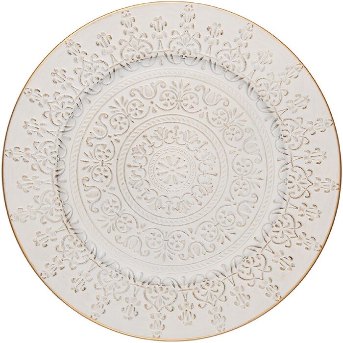 Clayre & Eef 65762 Tovaglietta Ø 33 cm Oro Bianco Stile Country Design Elegante