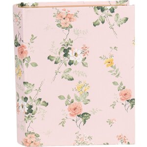 Clayre & Eef 66013P Scatola a forma di libro rosa floreale 17x14x5 cm